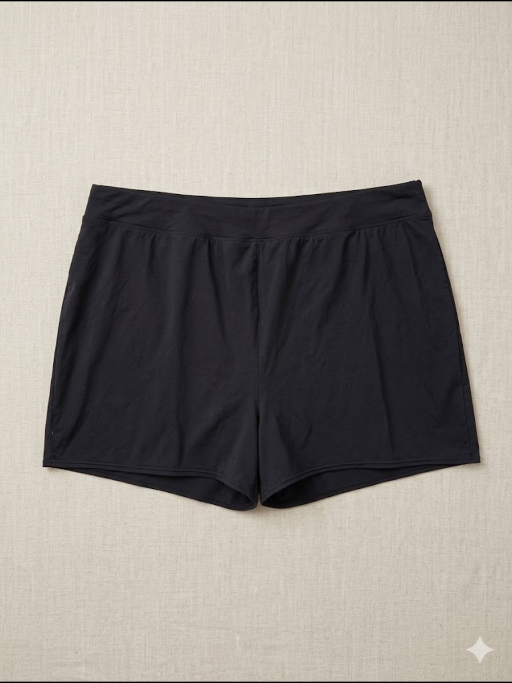 Lands' End Black High-Rise Pull-On Swim Shorts Plus Size Comfort Beach Summer